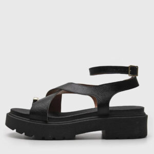 Sandália Tratorado Vizzano Aplicação Metalizada Preta