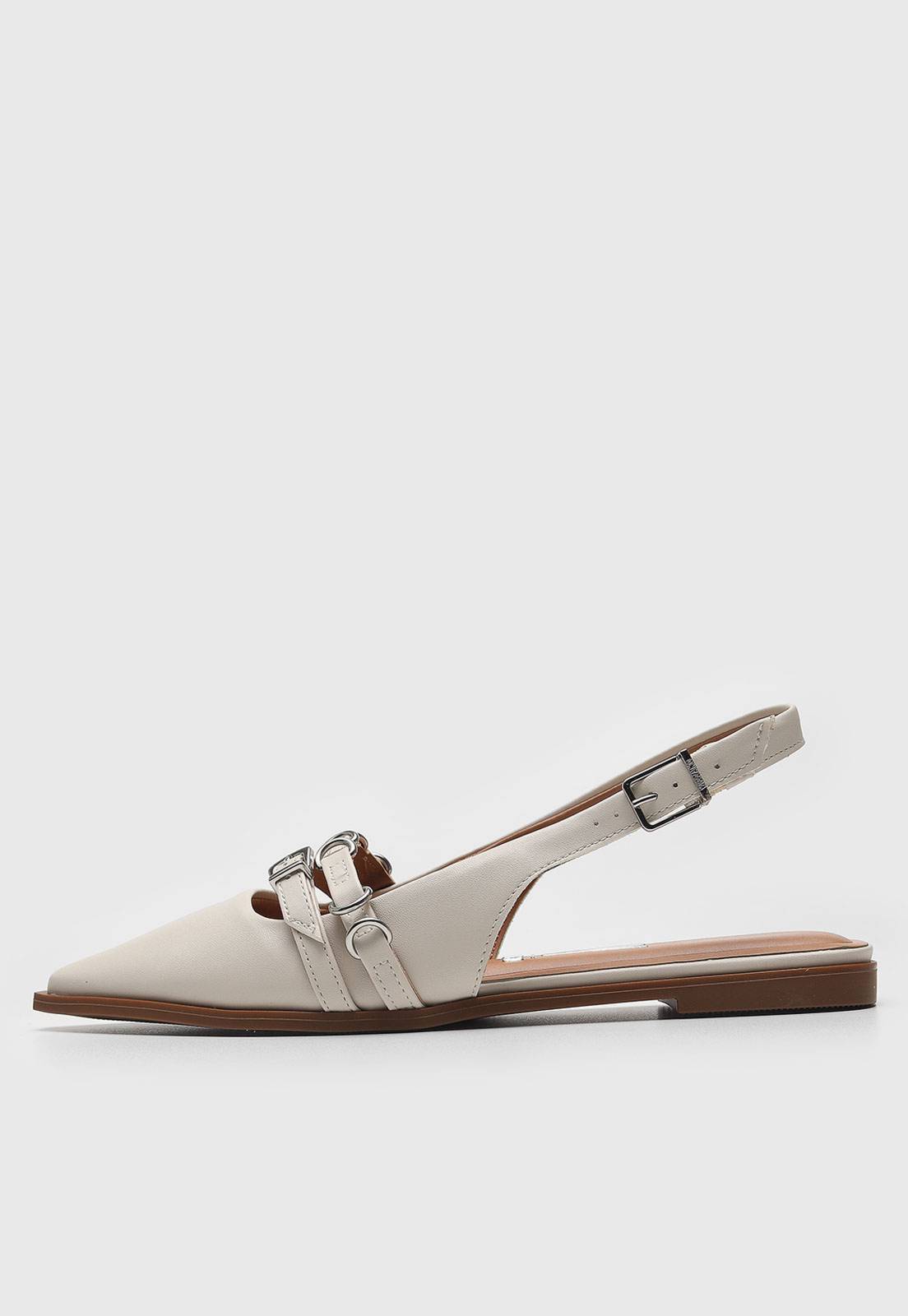 Sapatilha Slingback Vizzano Fivelas Vermelha | Marrom | Off-White - Imagem 3