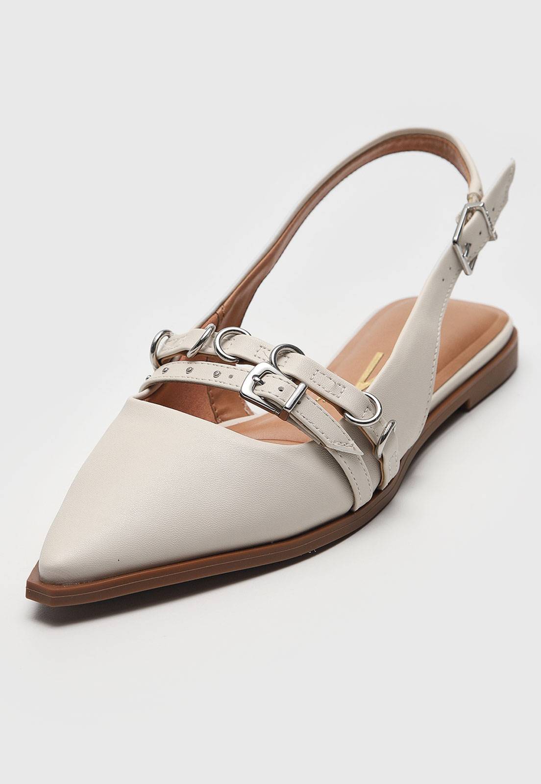 Sapatilha Slingback Vizzano Fivelas Vermelha | Marrom | Off-White - Imagem 9