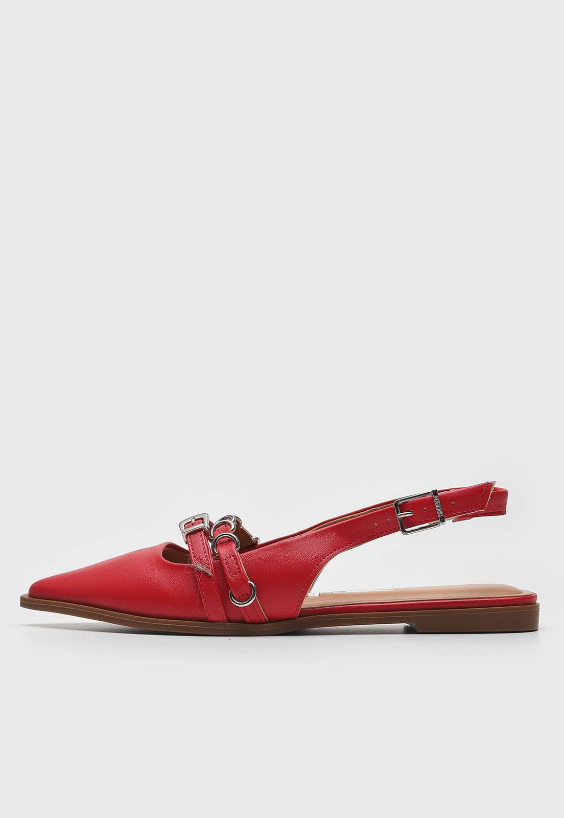 Sapatilha Slingback Vizzano Fivelas Vermelha | Marrom | Off-White