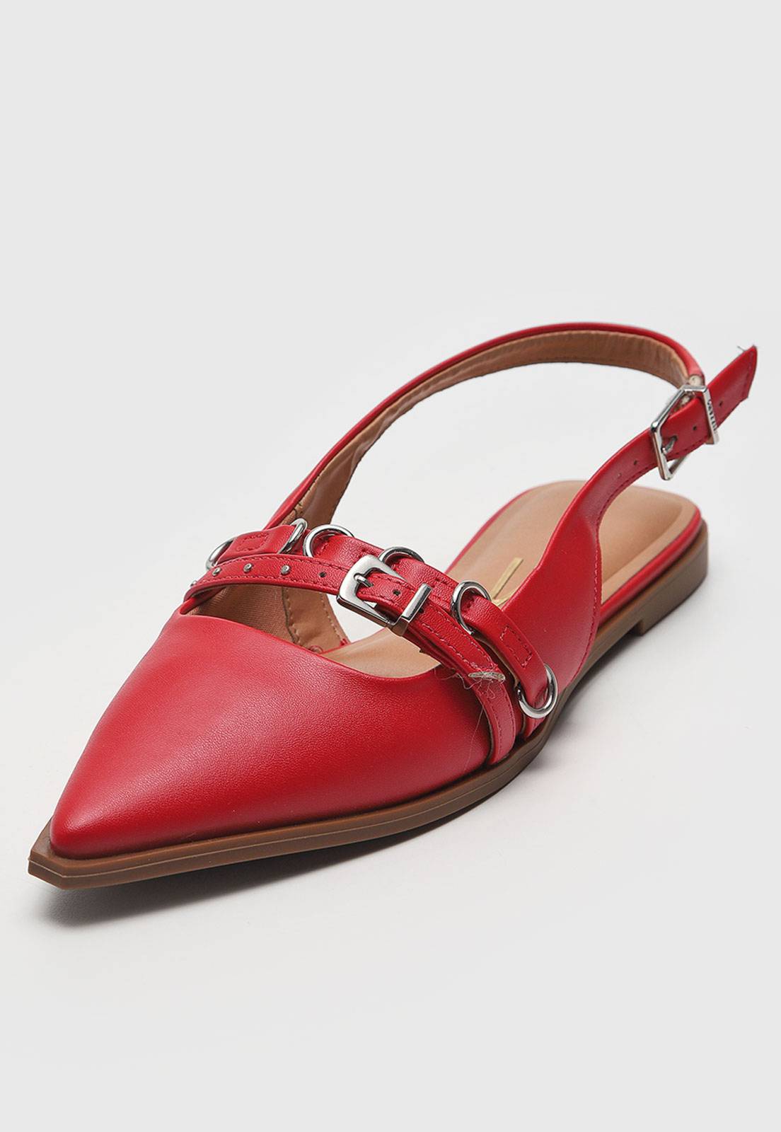 Sapatilha Slingback Vizzano Fivelas Vermelha | Marrom | Off-White - Imagem 7