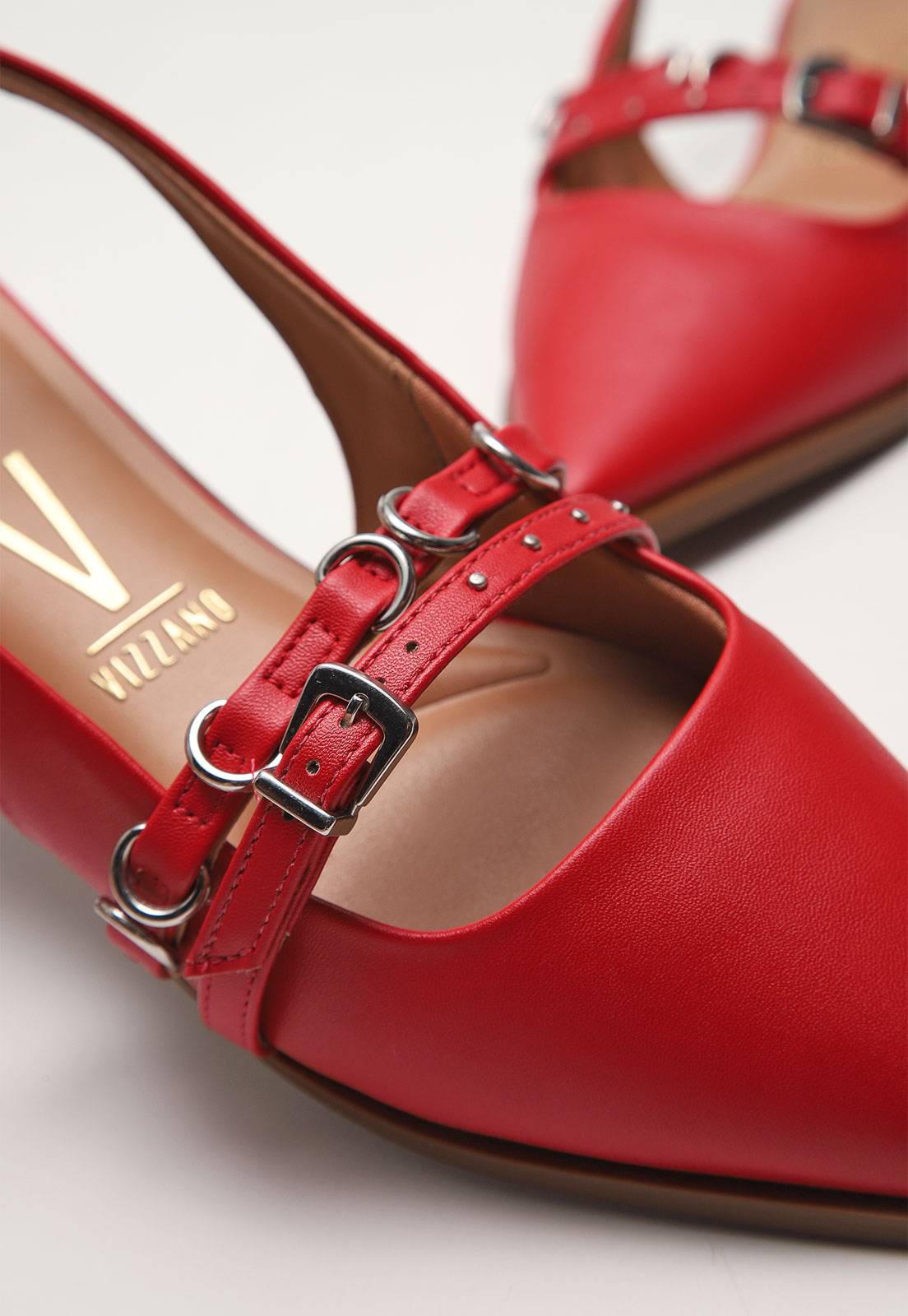 Sapatilha Slingback Vizzano Fivelas Vermelha | Marrom | Off-White - Imagem 13