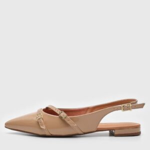 Sapatilha Slingback Vizzano Verniz Bege