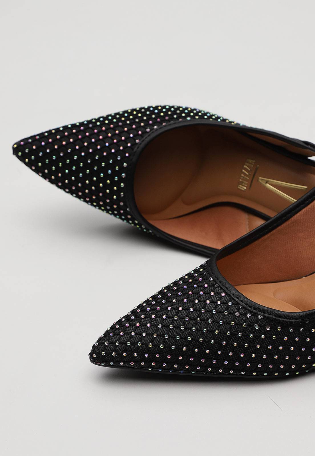 Scarpin Slingback Vizzano Aplicação Hotfix Preto - Imagem 2
