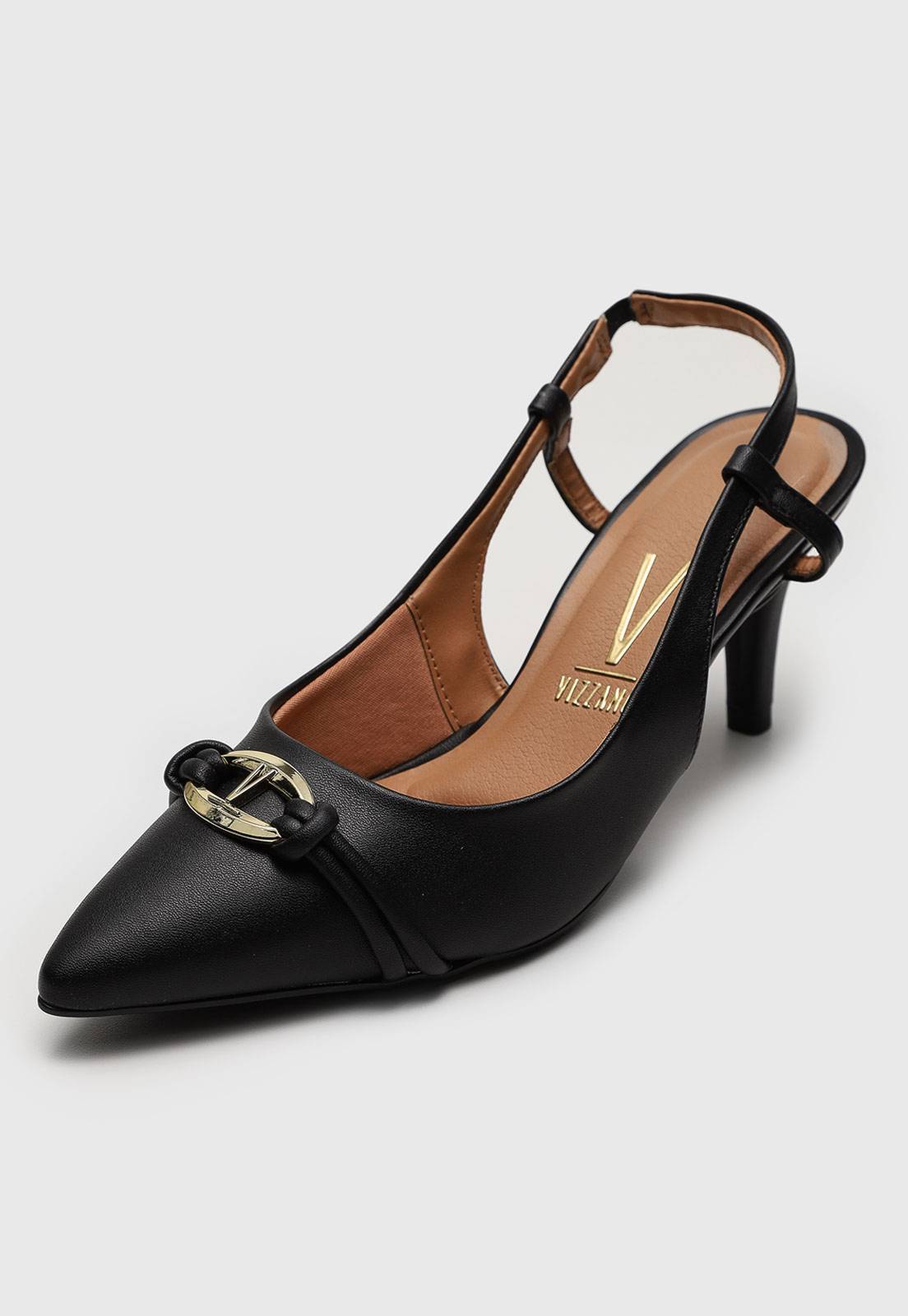 Scarpin Slingback Vizzano Aplicação Preto - Imagem 3