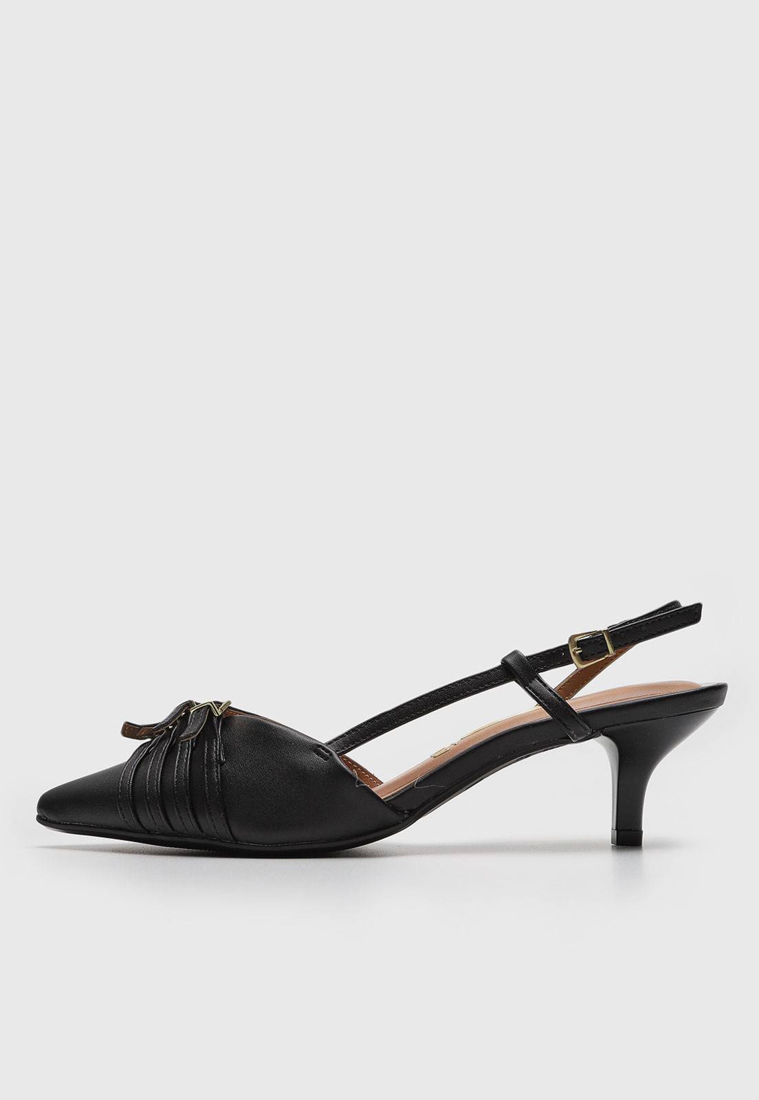 Scarpin Slingback Vizzano Fivelas Preto