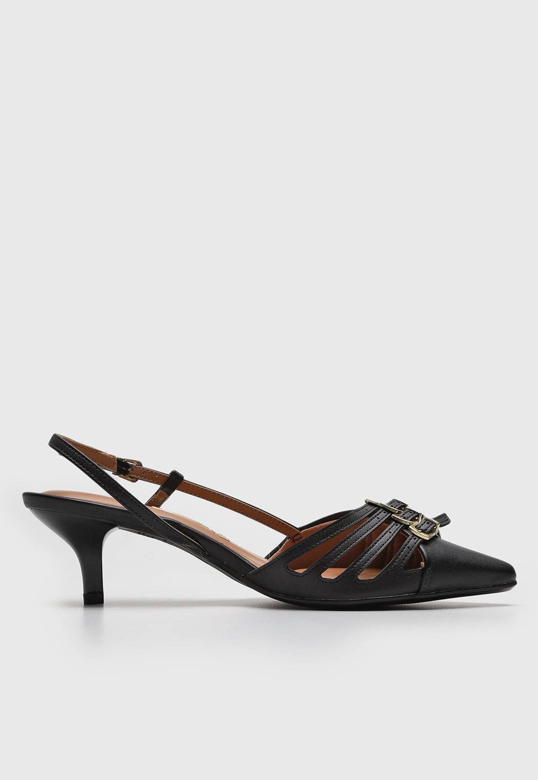 Scarpin Slingback Vizzano Fivelas Preto - Imagem 2