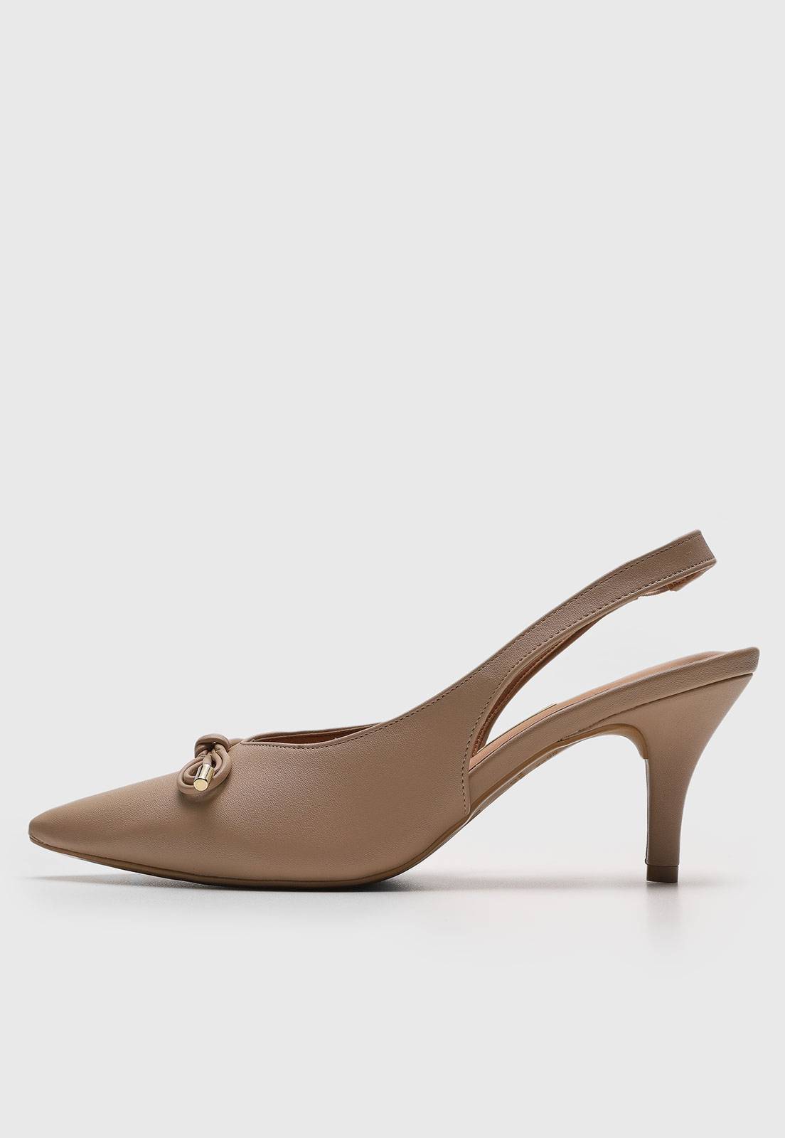 Scarpin Slingback Vizzano Laço Bege
