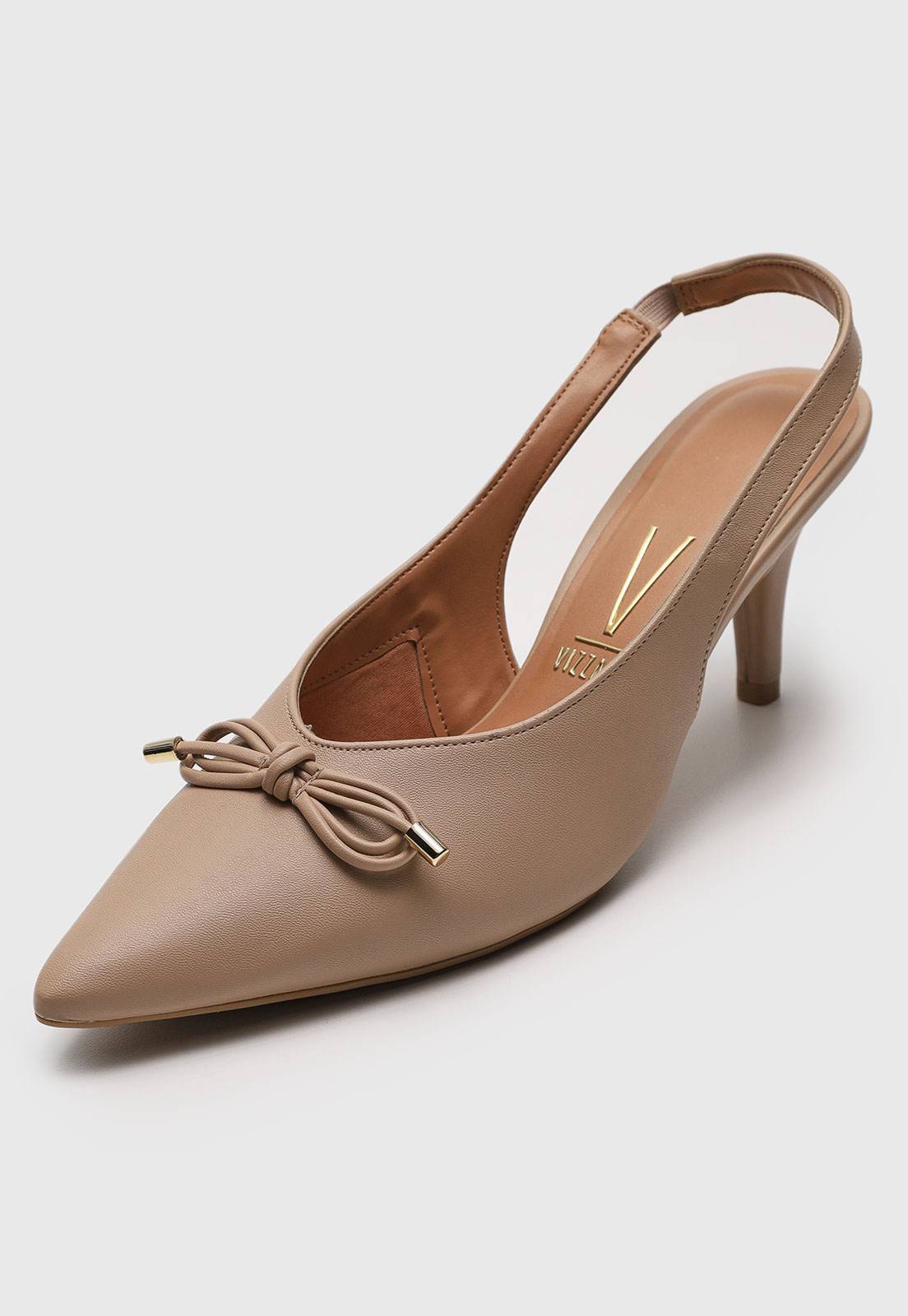 Scarpin Slingback Vizzano Laço Bege - Imagem 3