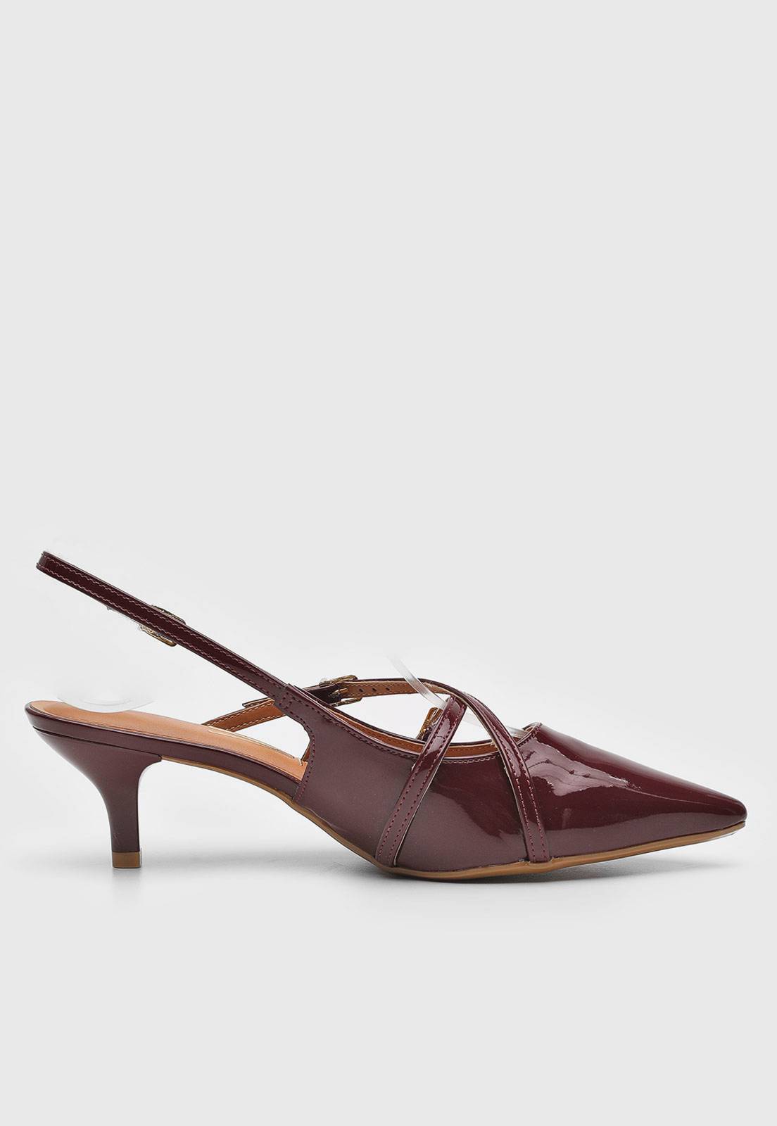 Scarpin Slingback Bico Fino Verniz Vinho - Imagem 2