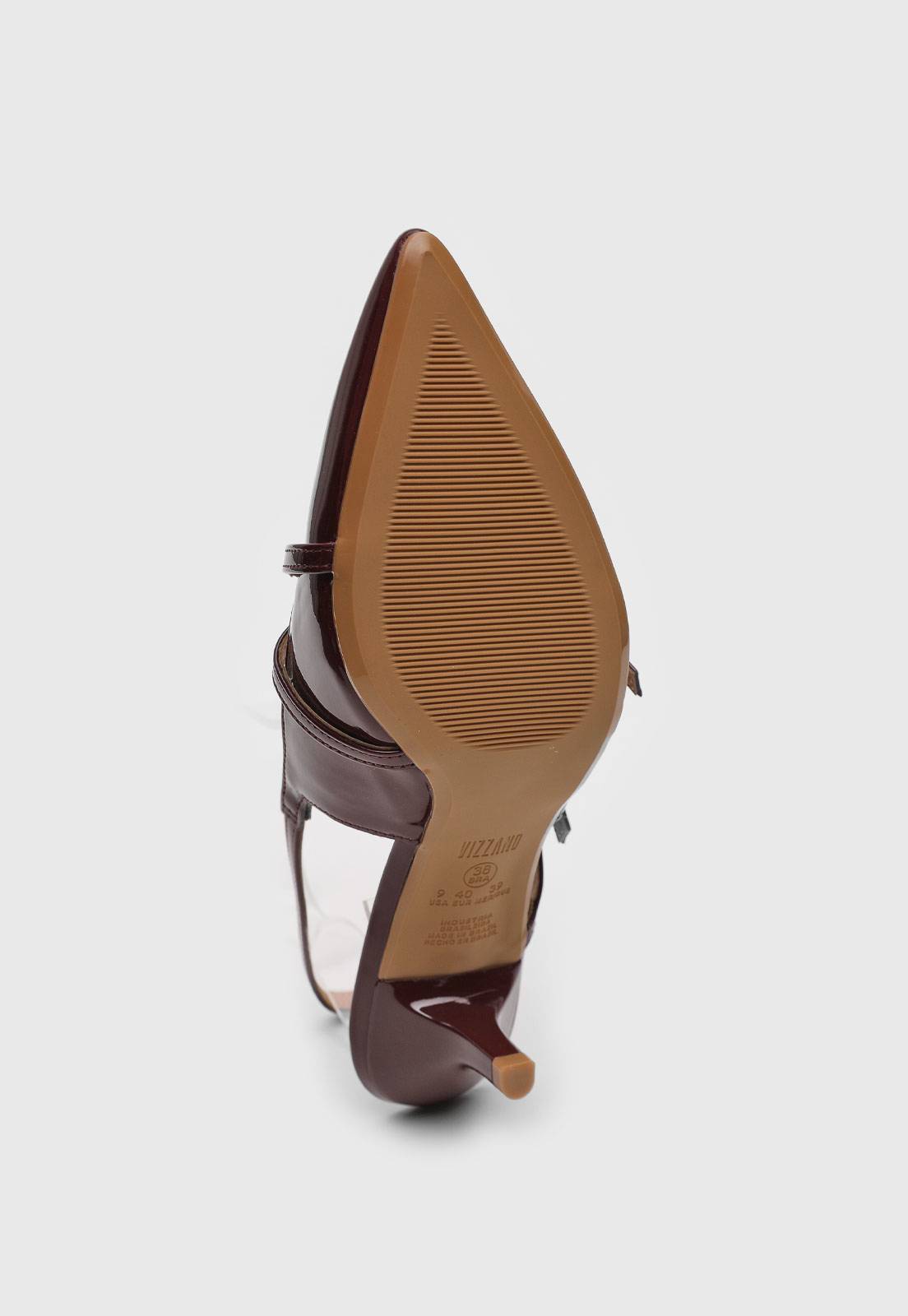 Scarpin Slingback Bico Fino Verniz Vinho - Imagem 5